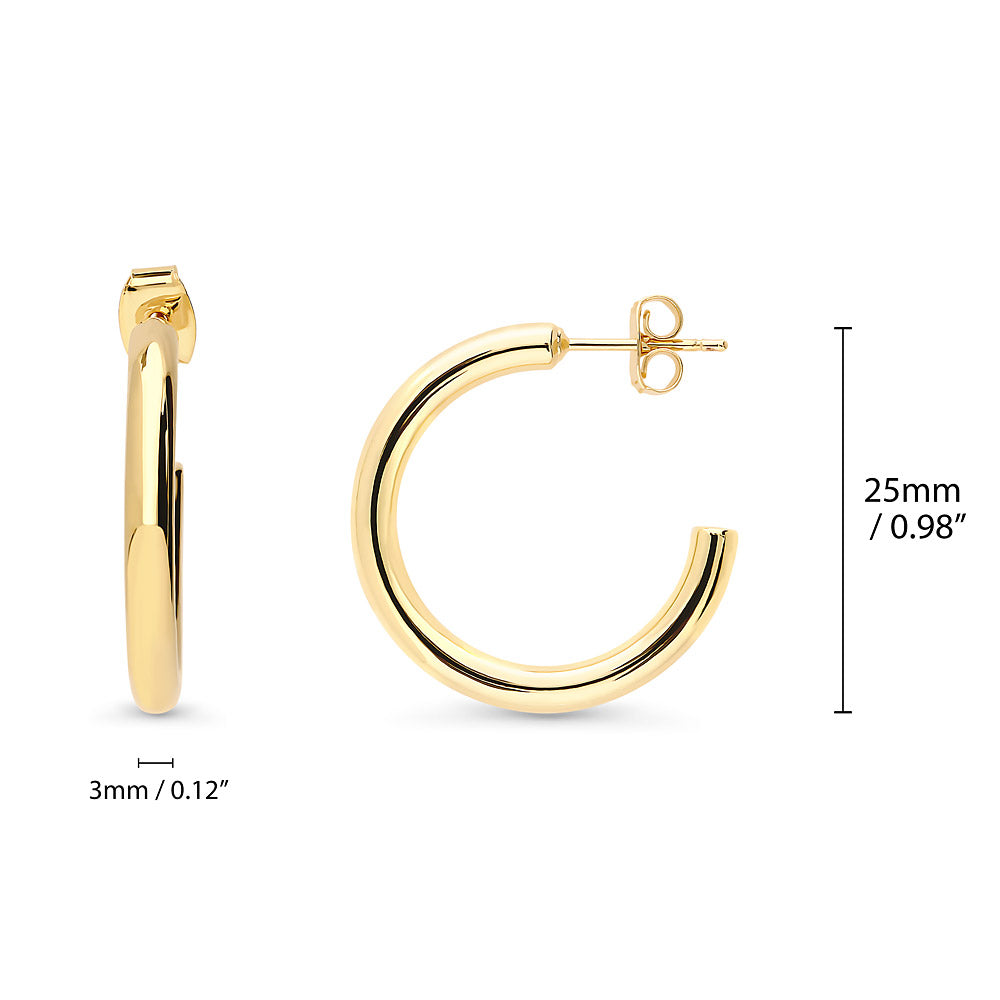 Front view of Medium Hoop Earrings 0.98 inch, Gold-Tone