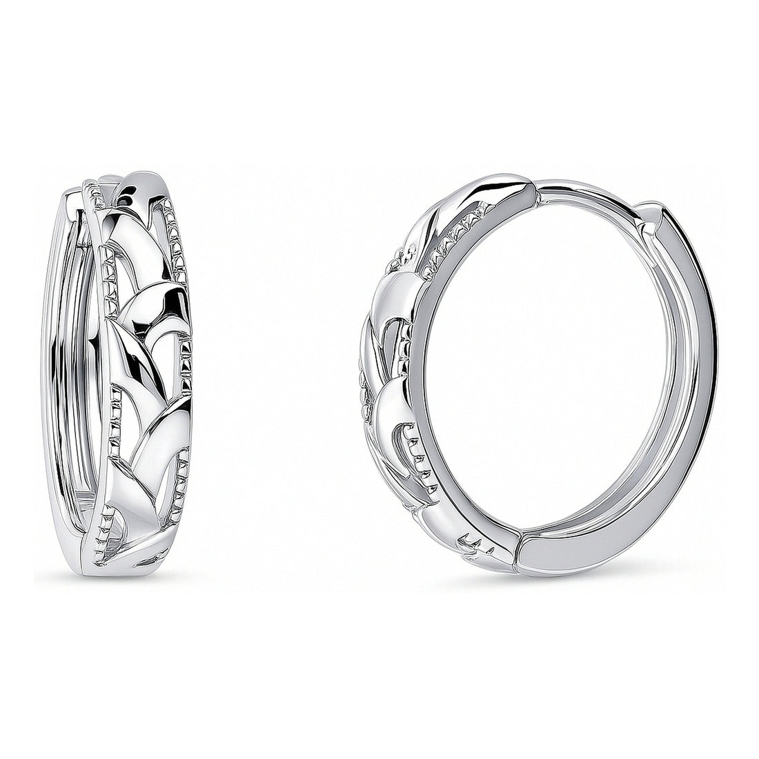 Woven Small Hoop Earrings in Sterling Silver 0.6"