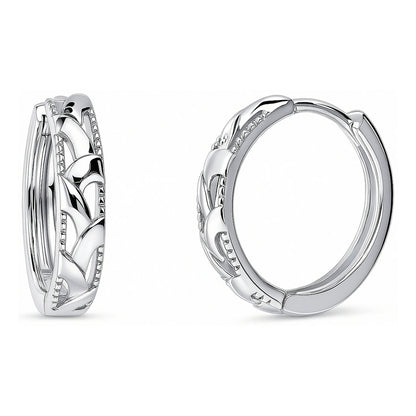 Woven Small Hoop Earrings in Sterling Silver 0.6"