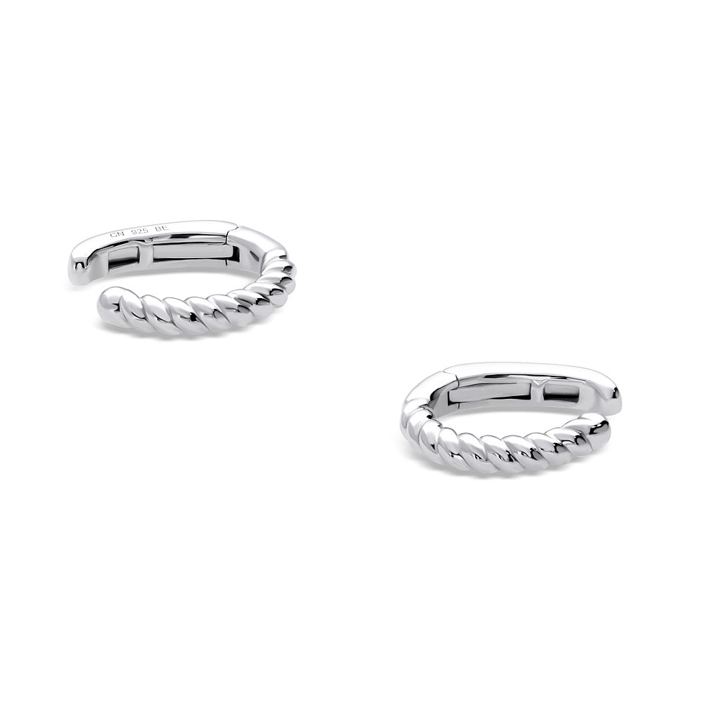 Cable Ear Cuffs in Sterling Silver, Rhodium Plated