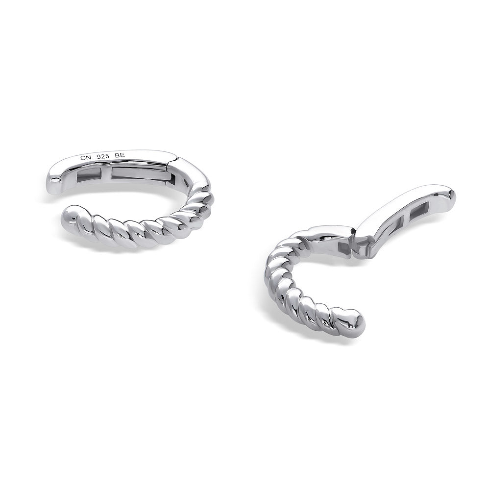 Cable Ear Cuffs in Sterling Silver, 2 Pairs Set, 6 of 9