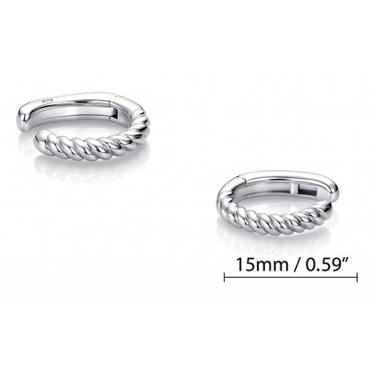 Cable Ear Cuff Cartilage Earrings in Sterling Silver, 2 Pairs