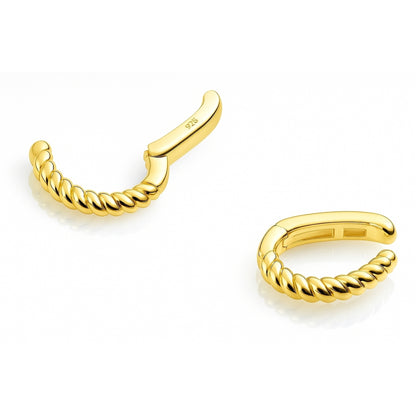 Cable Ear Cuff Cartilage Earrings in Sterling Silver, 2 Pairs