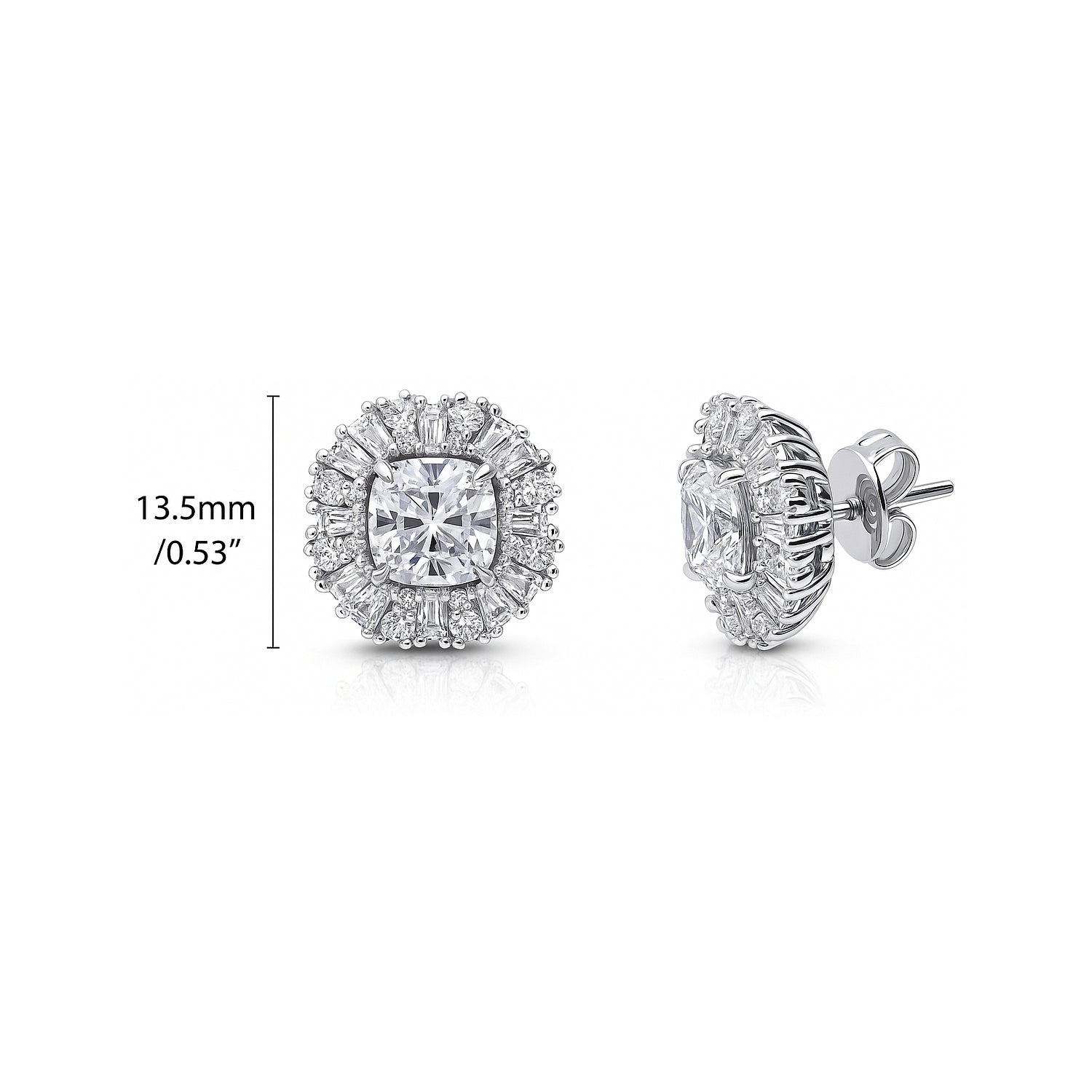 Art Deco Halo CZ Stud Earrings in Sterling Silver, 4 of 6