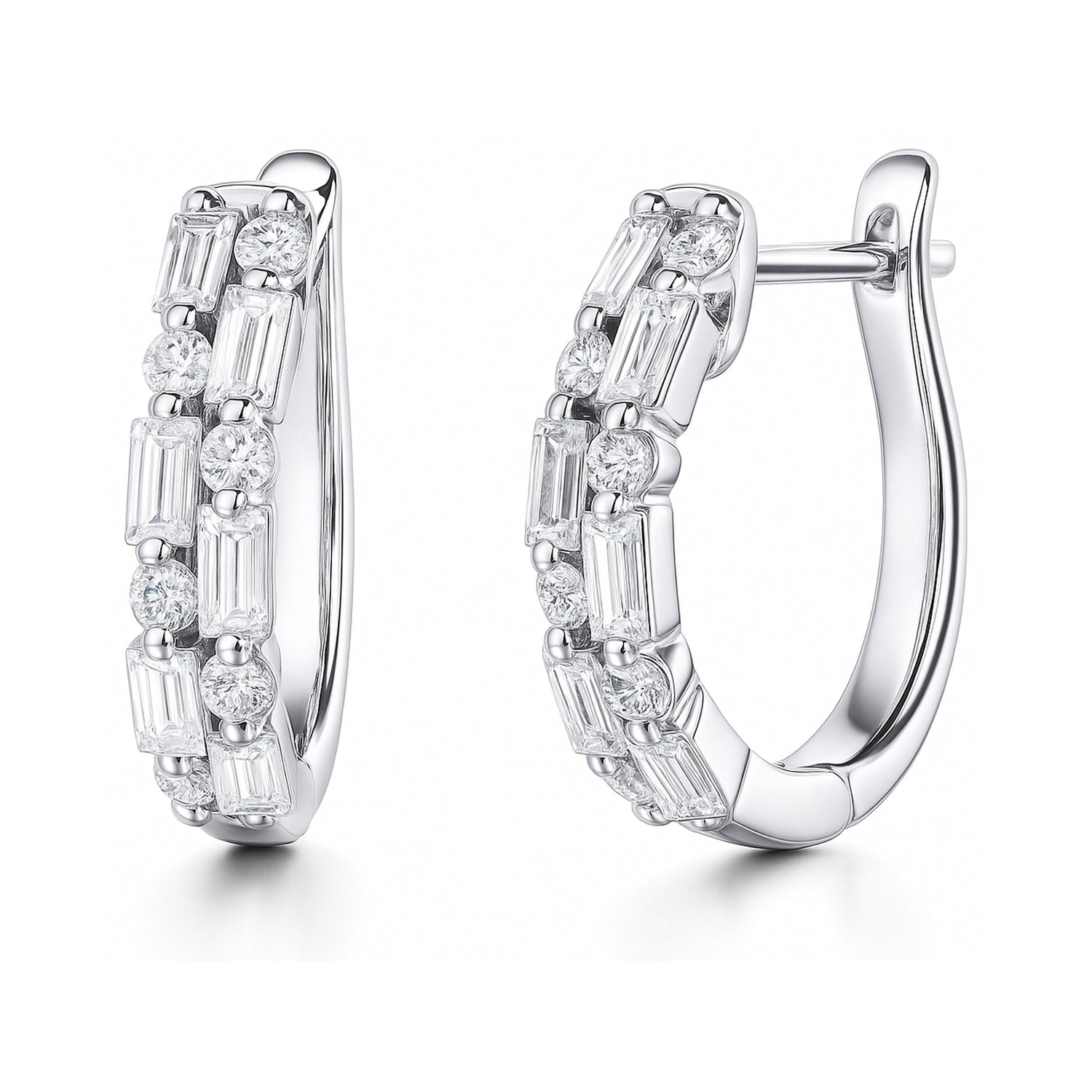 Bar CZ Small Huggie Earrings in Sterling Silver 0.7 inch, 1 of 6