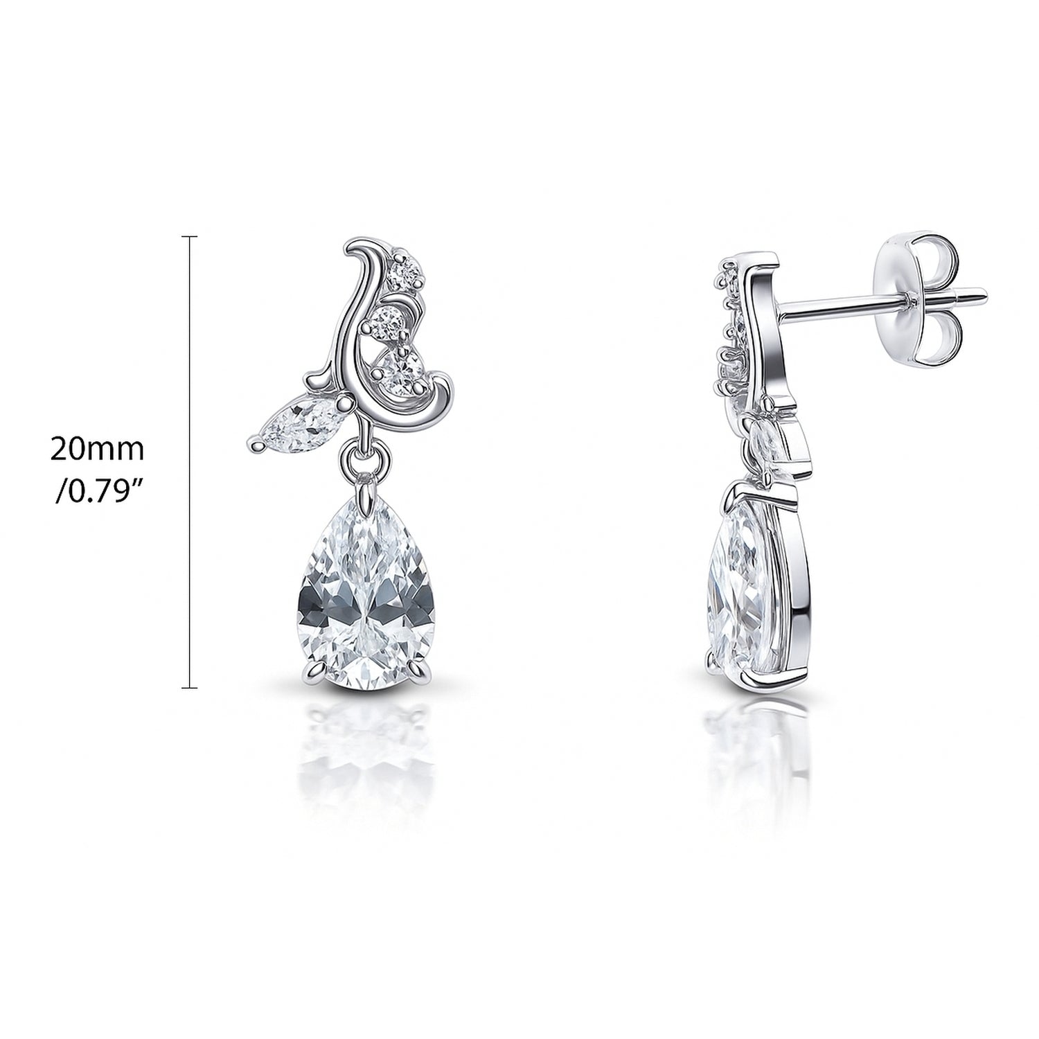 Filigree CZ Dangle Earrings in Sterling Silver
