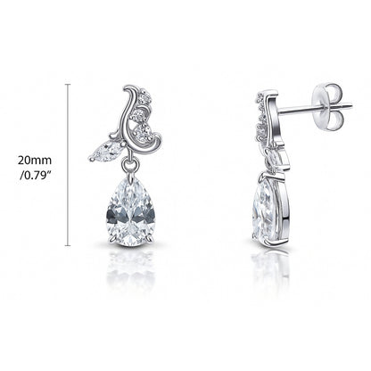 Filigree CZ Dangle Earrings in Sterling Silver