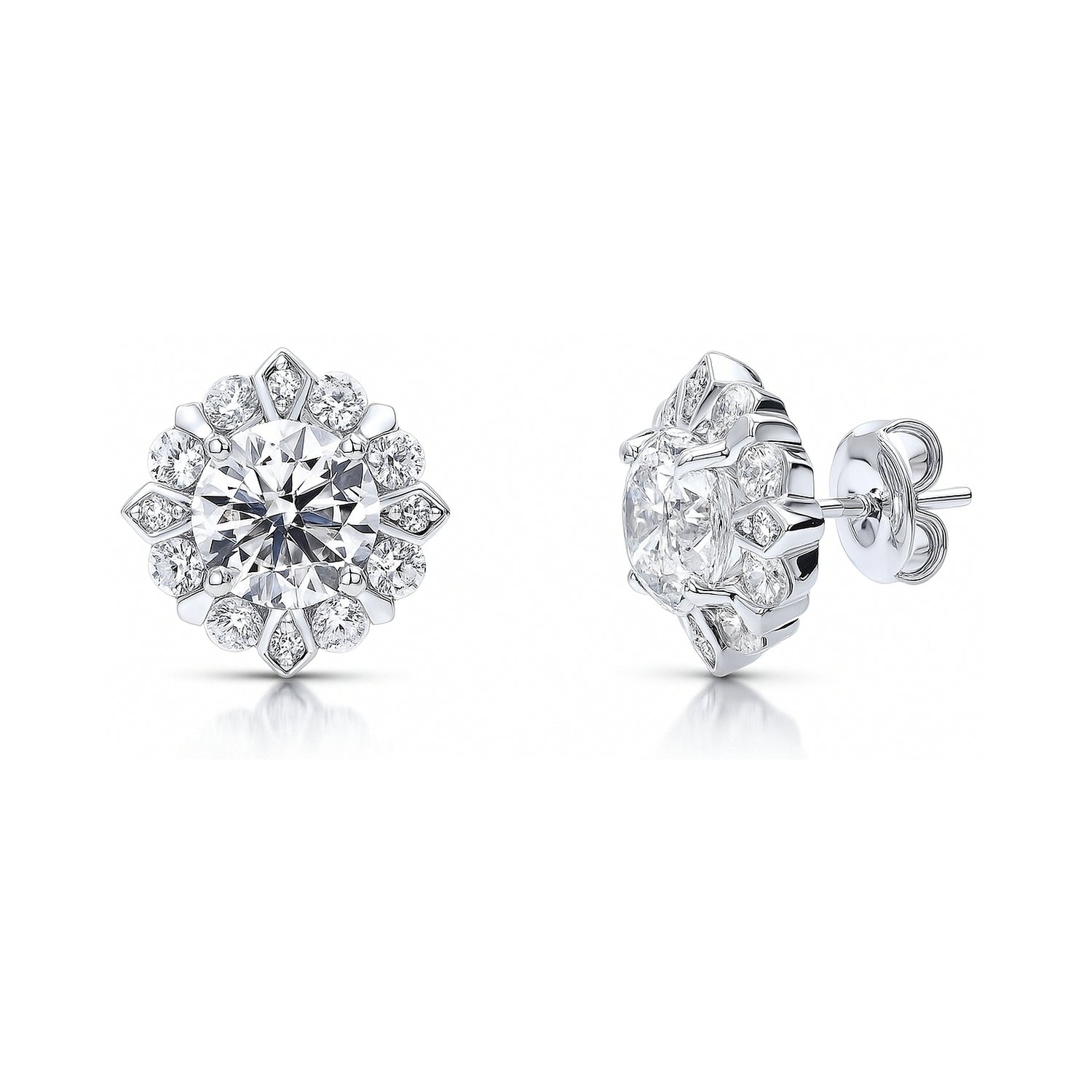 Halo Flower CZ Necklace and Earrings in Sterling Silver, 2 of 6