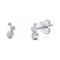 Cartilage Graduated CZ Cartilage Stud Earrings in Sterling Silver, Rhodium Plated