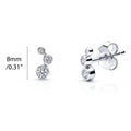 Cartilage Graduated CZ Cartilage Stud Earrings in Sterling Silver, Rhodium Plated
