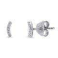 Bar CZ Stud Earrings in Sterling Silver, Rhodium Plated