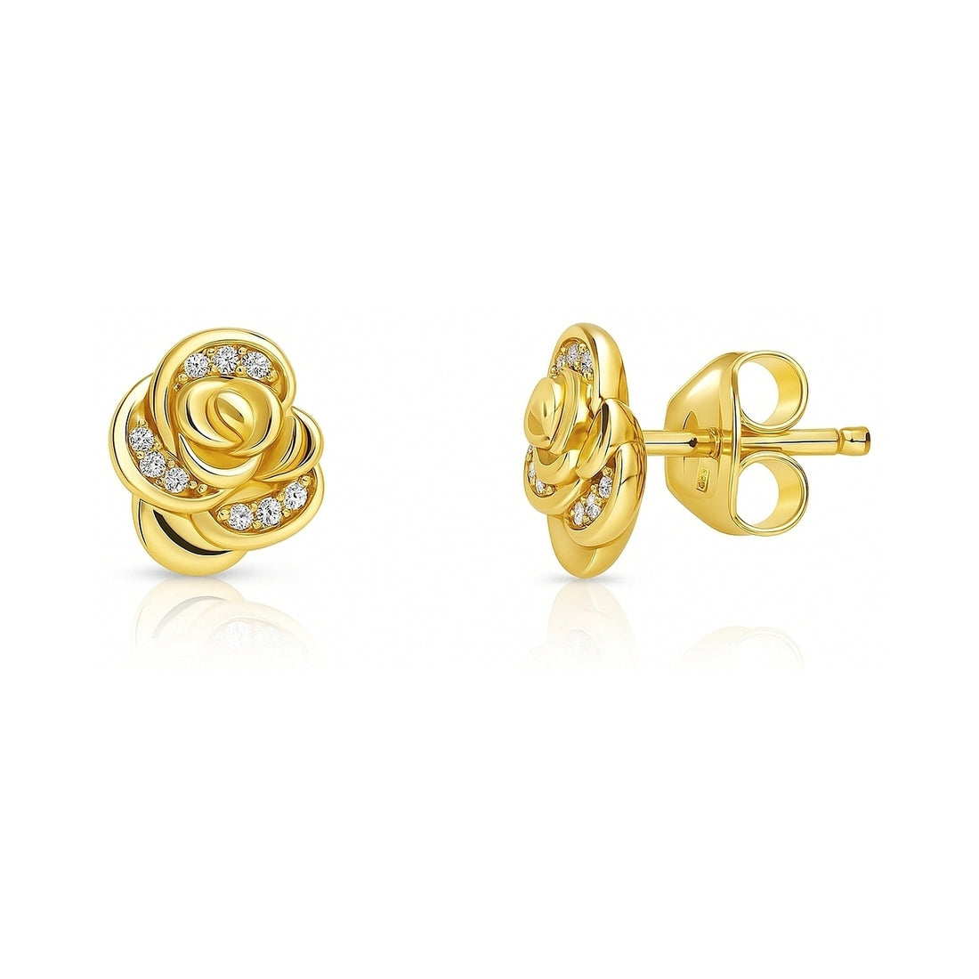 Rose Flower CZ Cartilage Stud Earrings in Sterling Silver