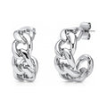 Cable Rope Small Half Hoop Earrings 0.8 inch, Silver-tone