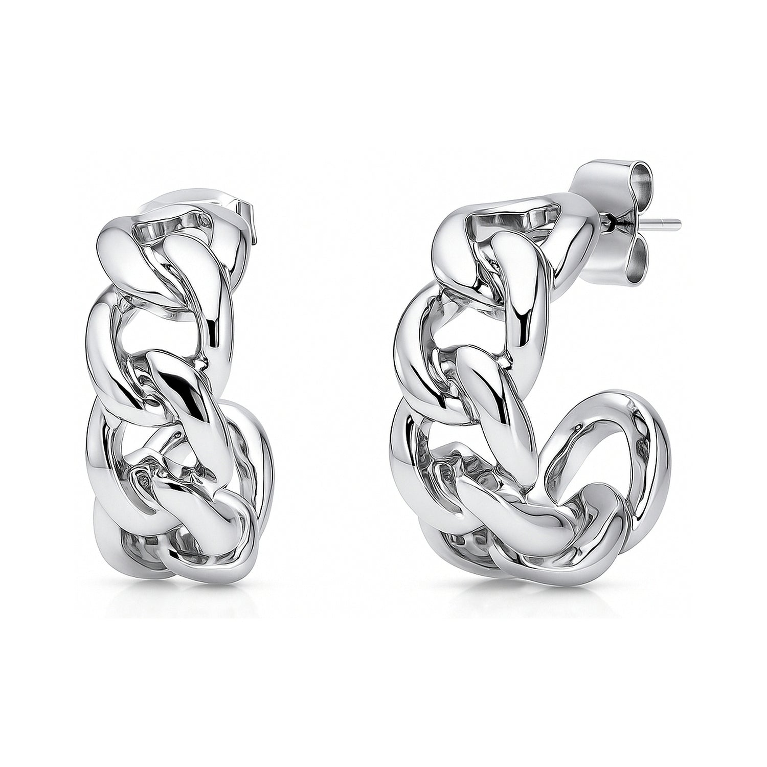 Cable Rope Small Hoop Earrings 0.8", 2 Pairs
