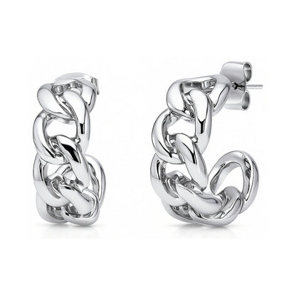 Cable Rope Small Hoop Earrings 0.8", 2 Pairs