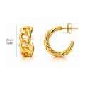 Cable Rope Small Half Hoop Earrings 0.8 inch, Gold-tone