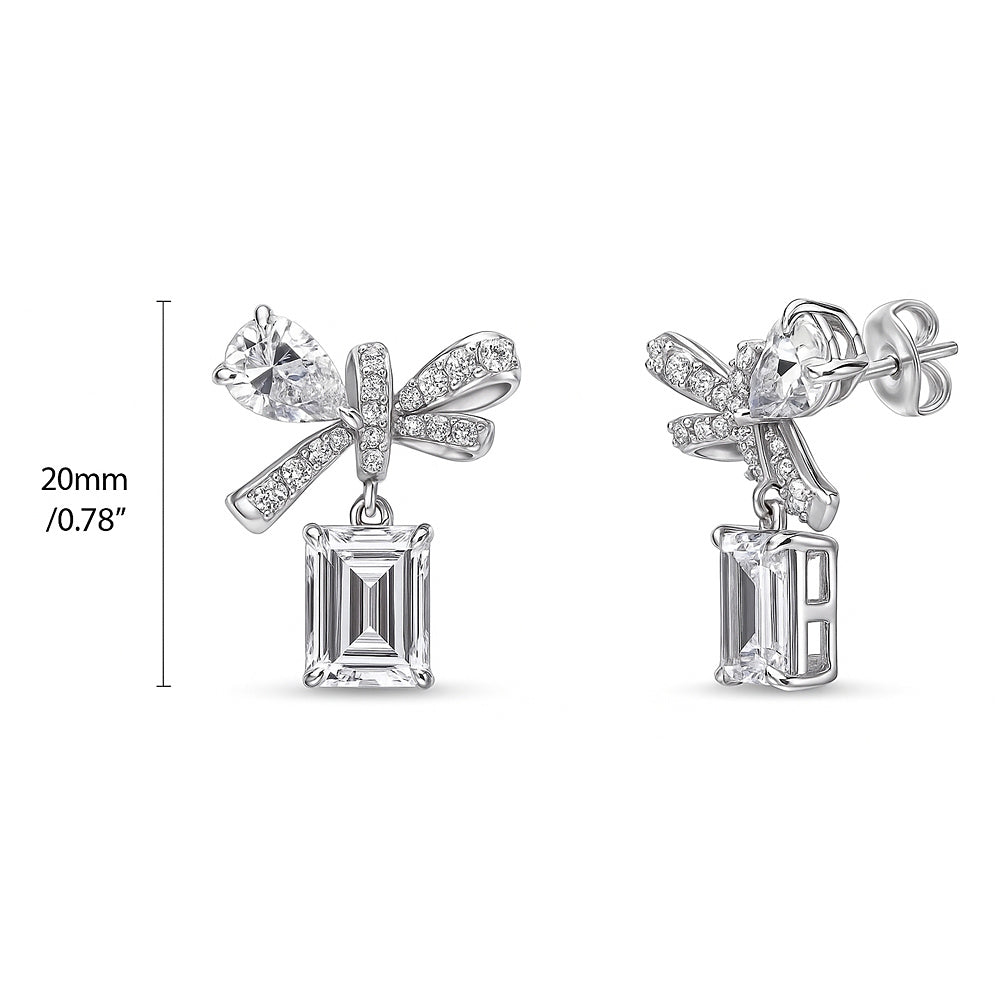 Ribbon Bow Tie CZ Earrings in Sterling Silver, 2 of 2