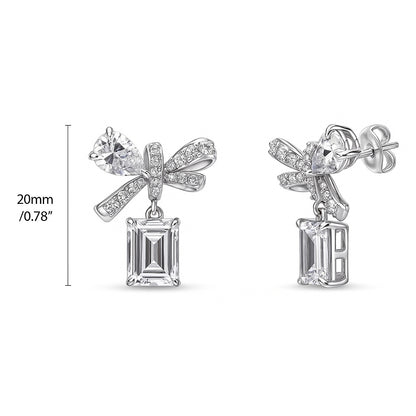 Ribbon Bow Tie CZ Earrings in Sterling Silver