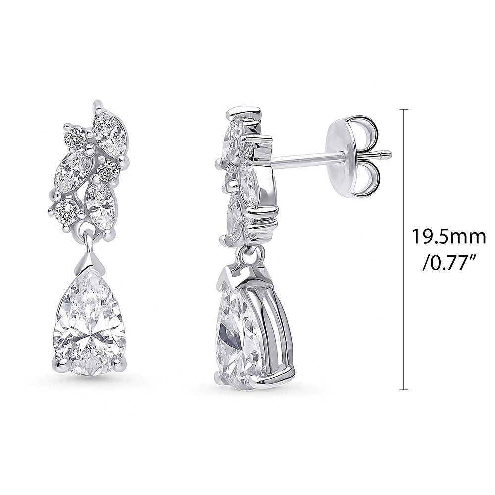 Cluster Teardrop Navette CZ Set in Sterling Silver, 4 of 6