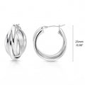 Interlocking Woven Infinity Small Hoop Earrings 1 inch, Silver-tone