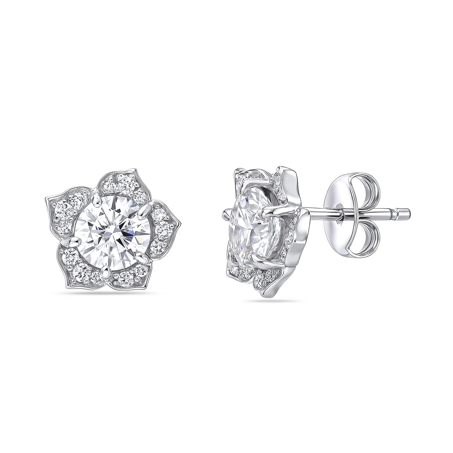 Flower Halo CZ Necklace and Earrings in Sterling Silver, 4 of 9