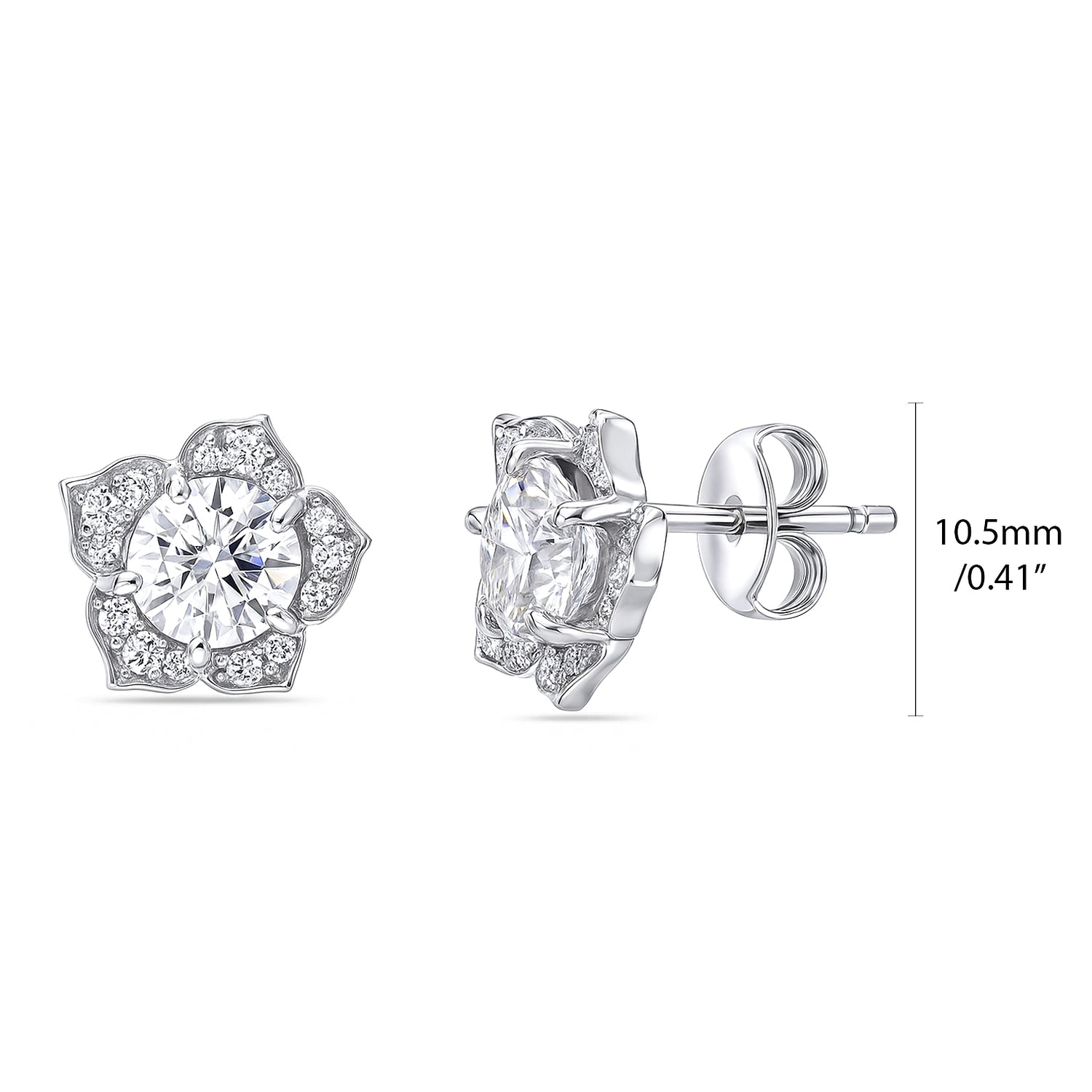 Flower Halo CZ Necklace and Earrings in Sterling Silver, 7 of 9