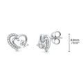 Open Heart CZ Stud Earrings in Sterling Silver, Rhodium Plated