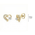 Open Heart CZ Stud Earrings in Sterling Silver, Gold Flashed