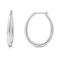 Teardrop Hoop Earrings 1.4 inch, Silver-tone