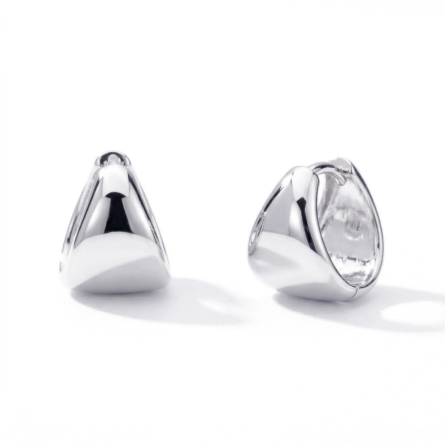 Dome Mini Huggie Earrings 0.5 inch, Rhodium Plated