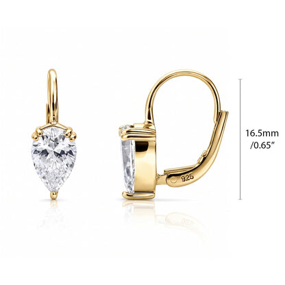 Solitaire CZ Earrings in Gold Flashed Sterling Silver, 2 Pairs