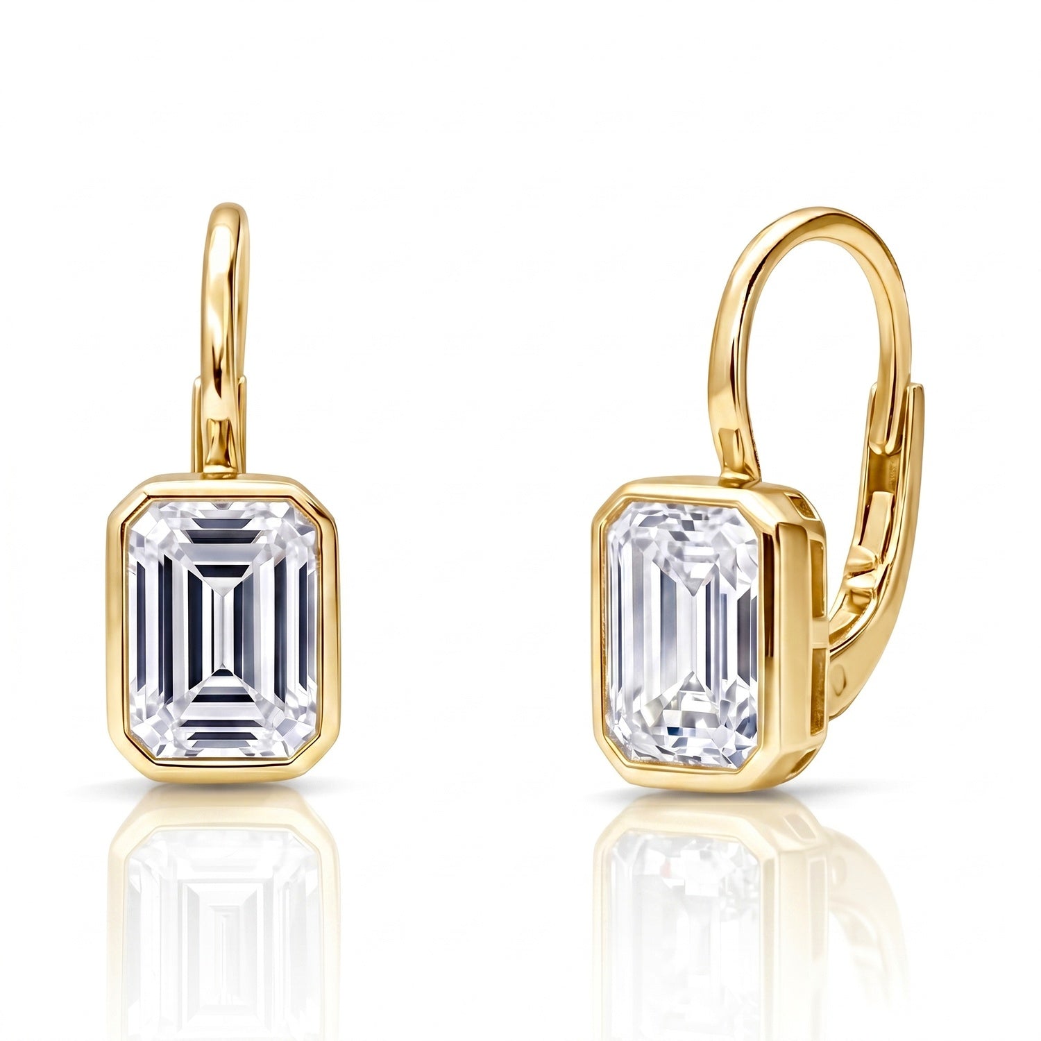 Solitaire CZ Earrings in Gold Flashed Sterling Silver, 2 Pairs