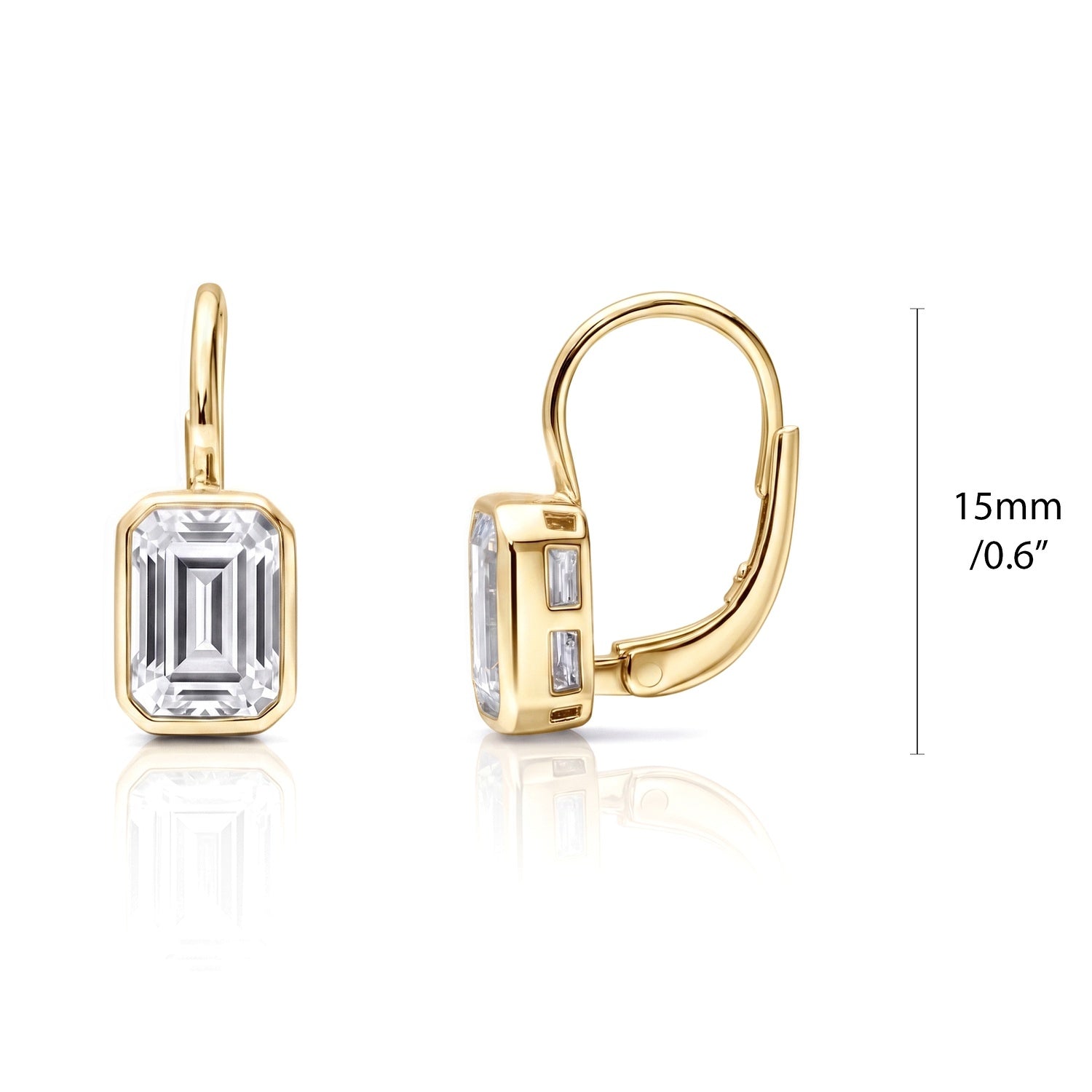 Solitaire CZ Earrings in Gold Flashed Sterling Silver, 2 Pairs, 6 of 6