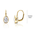 Solitaire 2.6ct Pear CZ Leverback Earrings in Sterling Silver, Gold Flashed