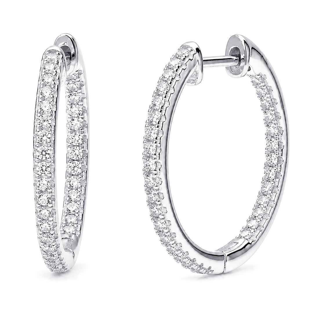 CZ Small Hoop Earrings in Sterling Silver
