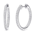 CZ Small Hoop Earrings in Sterling Silver, 0.9 inch