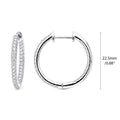 CZ Small Hoop Earrings in Sterling Silver, 0.9 inch