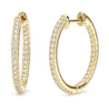 CZ Small Hoop Earrings in Sterling Silver, 0.9 inch, Gold Flashed
