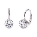 Solitaire 2ct Crown Set CZ Earrings in Sterling Silver, Rhodium Plated
