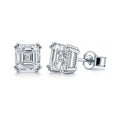 Solitaire Asscher CZ Stud Earrings in Sterling Silver, 5mm