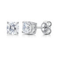 Solitaire Cushion CZ Stud Earrings in Sterling Silver, 6mm