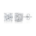 Solitaire Cushion CZ Stud Earrings in Sterling Silver, 8mm
