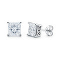 Solitaire Princess CZ Stud Earrings in Sterling Silver, 8mm