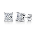 Solitaire Princess CZ Stud Earrings in Sterling Silver