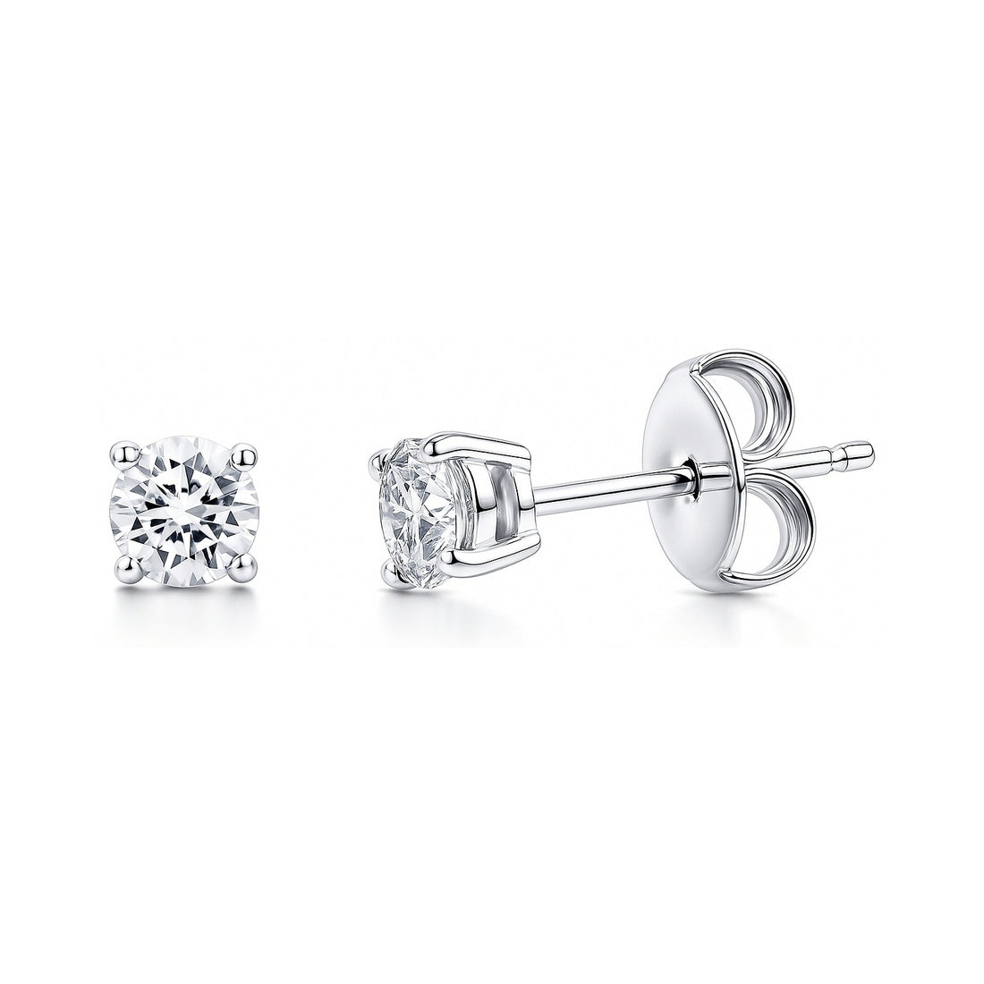 Solitaire CZ Stud Earrings in Sterling Silver
