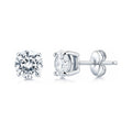 Solitaire CZ Stud Earrings in Sterling Silver, 7mm
