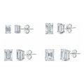 Solitaire Emerald Cut CZ Stud Earrings in Sterling Silver