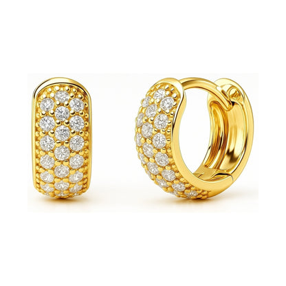 Dome CZ Huggie Earrings in Gold Flashed Sterling Silver, 2 Pairs