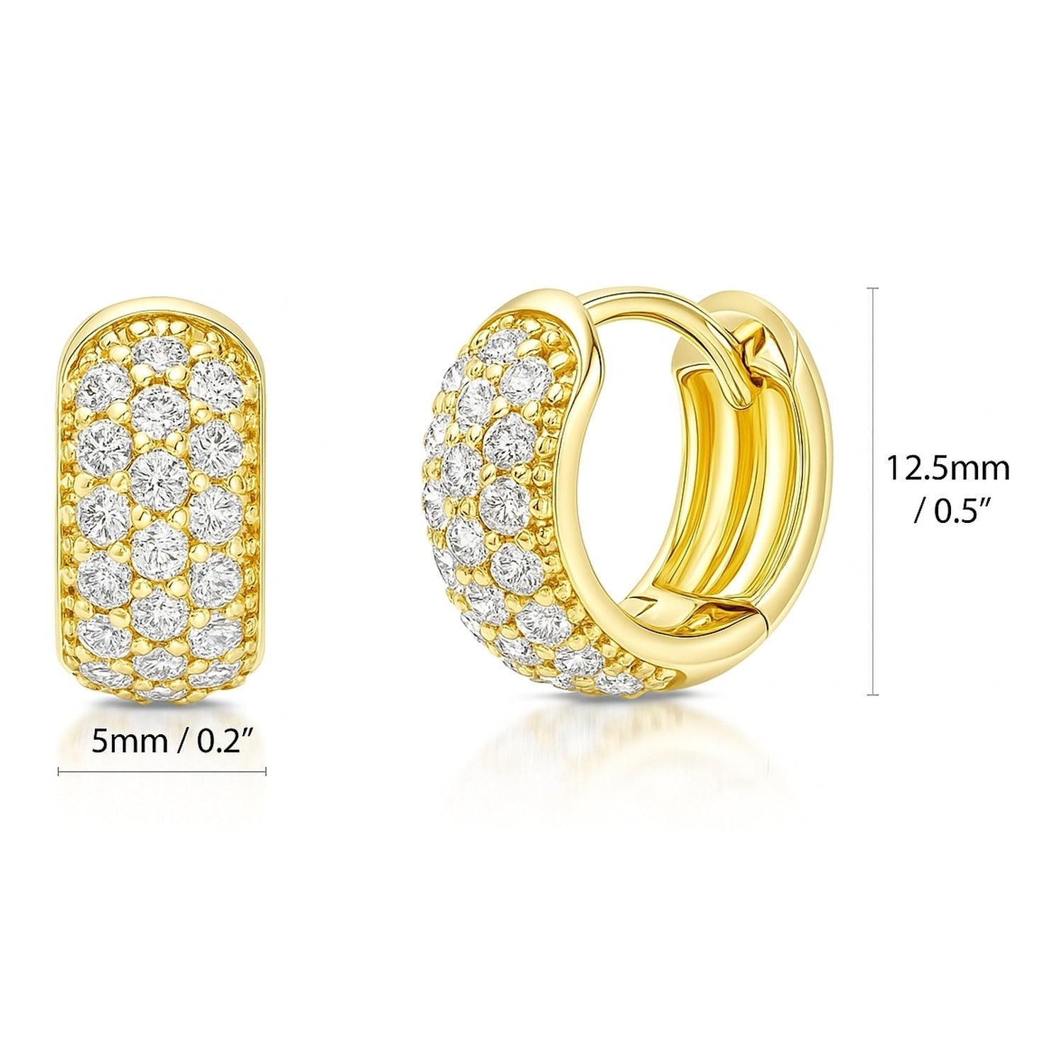 Dome CZ Huggie Earrings in Gold Flashed Sterling Silver, 2 Pairs, 8 of 11