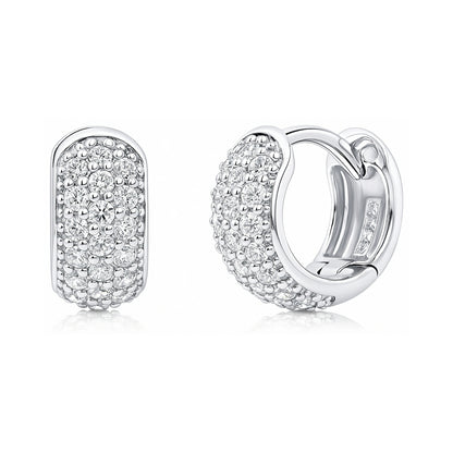 Dome CZ Huggie Earrings in Gold Flashed Sterling Silver, 2 Pairs